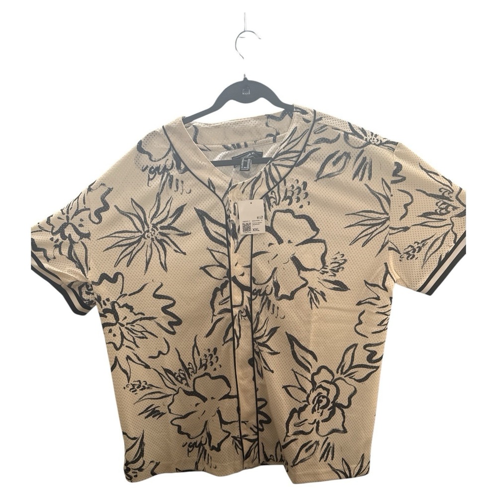 Forever 21‎ Mesh Floral Print Baseball Jersey   Men XXL NWT